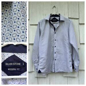 Silverstone Geometric Print Modern Fit Button Up S‎